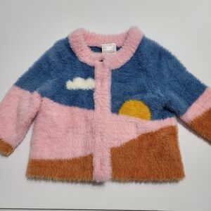 Hanna Andersson Fable Cardigan in Blue, Pink, and Brown
